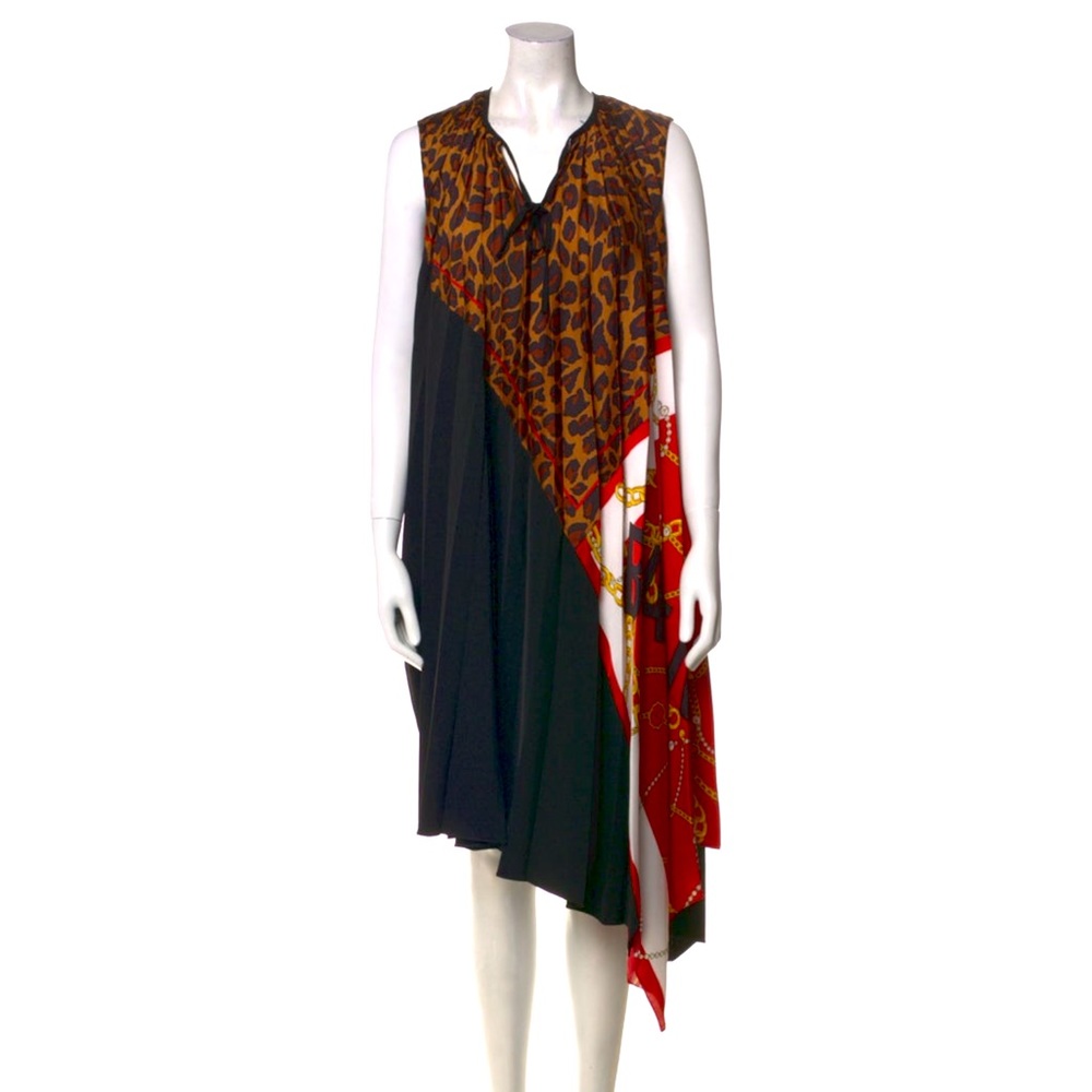 Balenciaga midi length assymetrical dress leopard and logo LIKE NEW